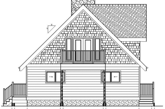 Exterior - Rear Elevation for Contemporary House Plan #126-147 - 3 bed, 2 bath