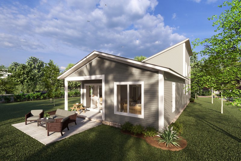 House Blueprint - Exterior - Rear Elevation for Modern House Plan #513-2219 - 3 bed, 2.5 bath