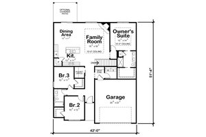 Floor Plan - Main Floor for Farmhouse House Plan #20-2354 - 3 bed, 2 bath
