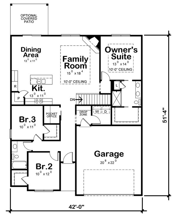 Architectural House Design - Farmhouse Floor Plan - Main Floor Plan #20-2354