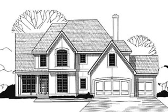 Exterior - Front Elevation for European House Plan #67-182 - 4 bed, 4 bath