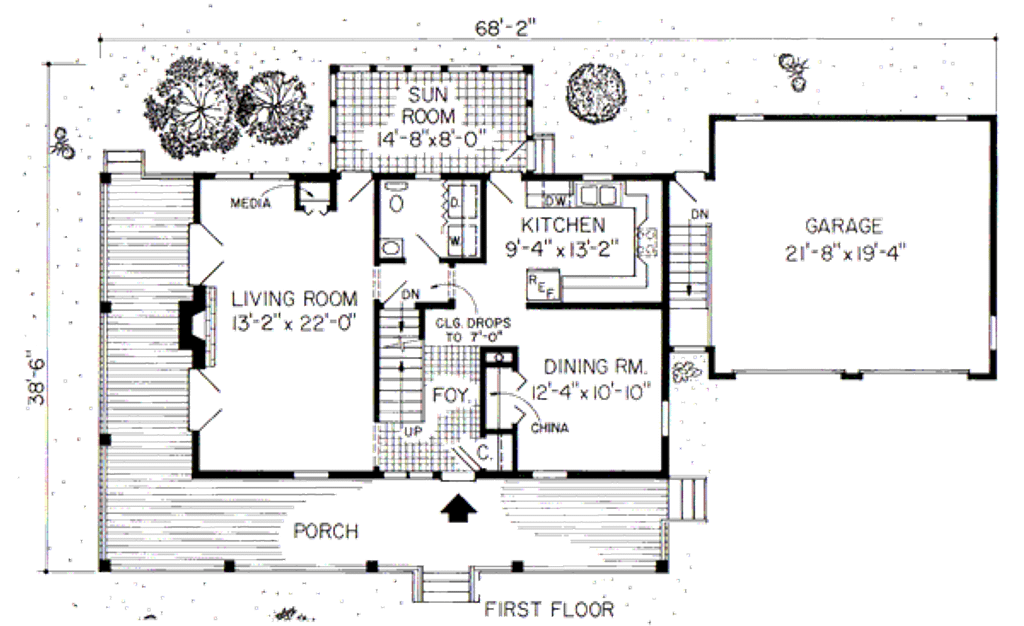 Floor Plan - Main Floor for Country House Plan #312-807 - 3 bed, 2.5 bath