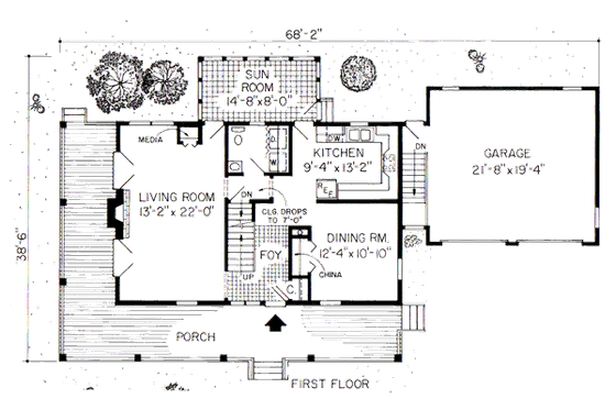 Floor Plan - Main Floor for Country House Plan #312-807 - 3 bed, 2.5 bath