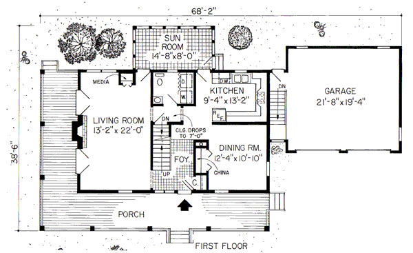 Floor Plan - Main Floor for Country House Plan #312-807 - 3 bed, 2.5 bath