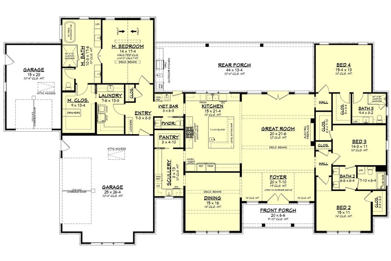 Architectural House Design - Floor Plan - Main Floor for Farmhouse House Plan #430-415 - 4 bed, 3.5 bath
