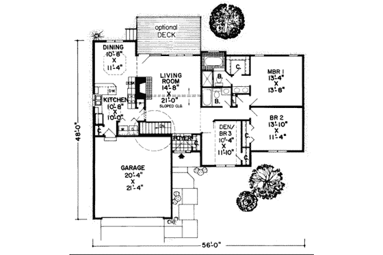 Floor Plan - Main Floor for Traditional House Plan #312-530 - 3 bed, 2 bath