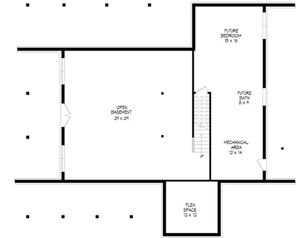 House Blueprint - Country Floor Plan - Lower Floor Plan #932-1363