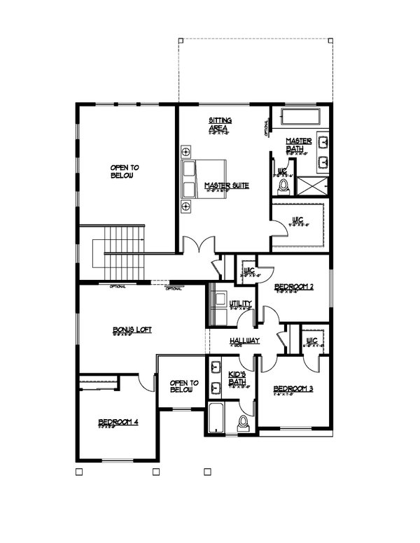 Farmhouse Floor Plan - Upper Floor Plan #569-56