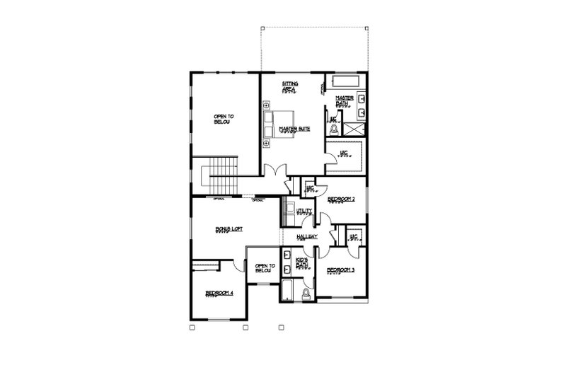House Blueprint - Floor Plan - Upper Floor for Farmhouse House Plan #569-56 - 5 bed, 3 bath