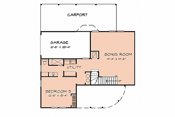 Floor Plan - Lower Floor for Country House Plan #140-118 - 3 bed, 3 bath