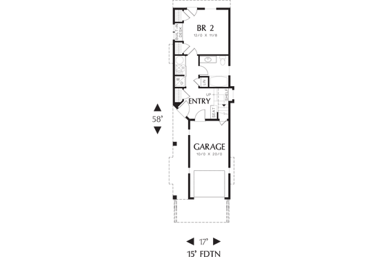 Floor Plan - Main Floor for Craftsman House Plan #48-569 - 2 bed, 2 bath