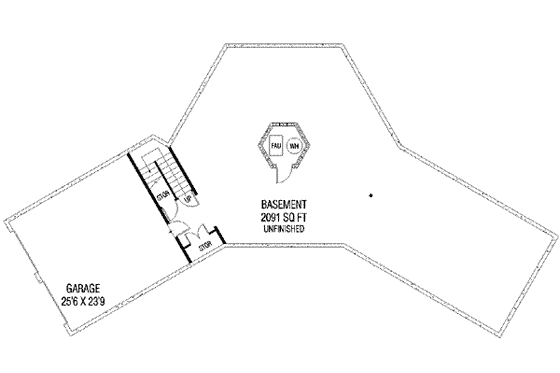 Floor Plan - Lower Floor for Modern House Plan #60-621 - 3 bed, 2 bath