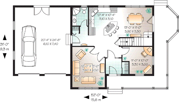 House Design - Country Floor Plan - Main Floor Plan #23-622