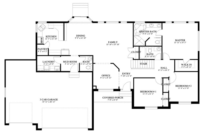 House Blueprint - Floor Plan - Main Floor for Ranch House Plan #1060-439 - 3 bed, 2.5 bath