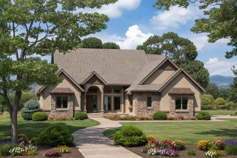 Home Plan - Exterior - Front Elevation 3 for European House Plan #20-1821 - 2 bed, 3 bath