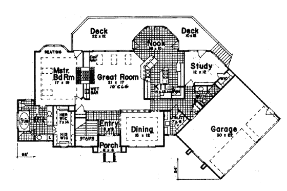 Floor Plan - Main Floor for Mediterranean House Plan #52-115 - 4 bed, 3 bath