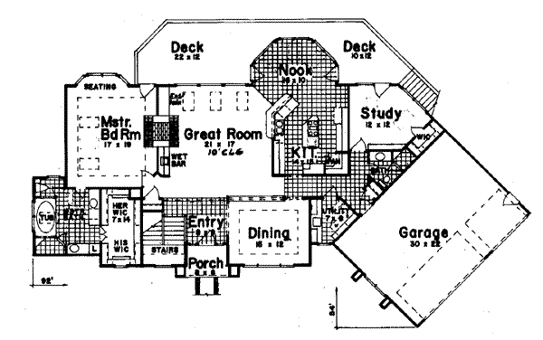 Mediterranean Floor Plan - Main Floor Plan #52-115