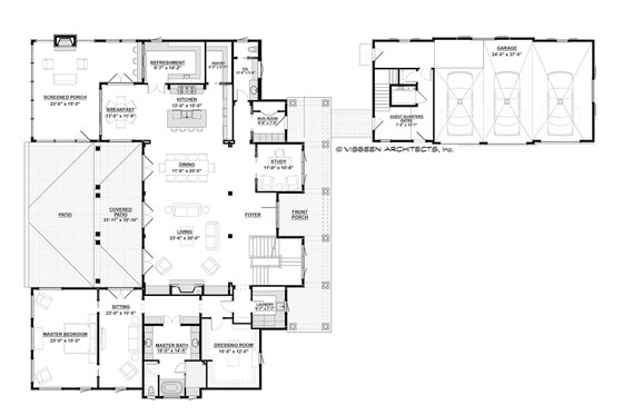 Floor Plan - Main Floor for Farmhouse House Plan #928-409 - 4 bed, 4.5 bath