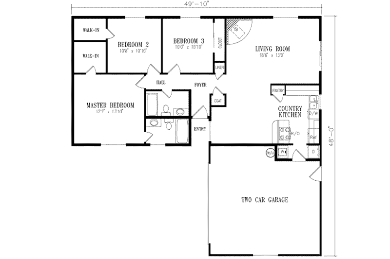 Dream House Plan - Floor Plan - Main Floor for Adobe / Southwestern House Plan #1-232 - 3 bed, 2 bath