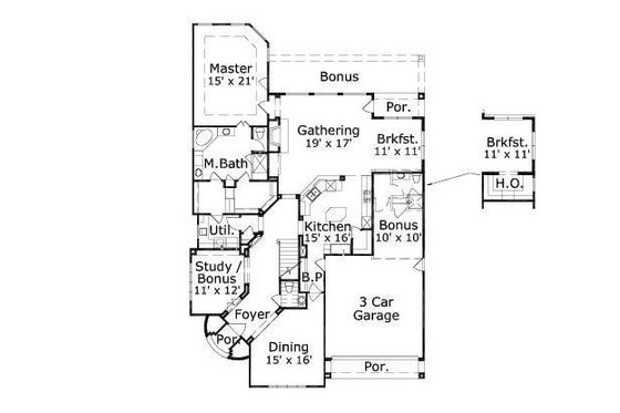 Floor Plan - Main Floor for European House Plan #411-315 - 5 bed, 3.5 bath