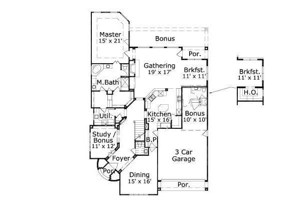 European Style House Plan - 5 Beds 3.5 Baths 3862 Sq Ft Plan #411-315 