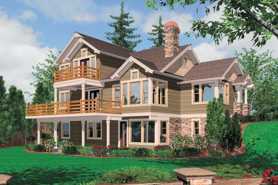 Rear view - 3150 square foot craftsman home