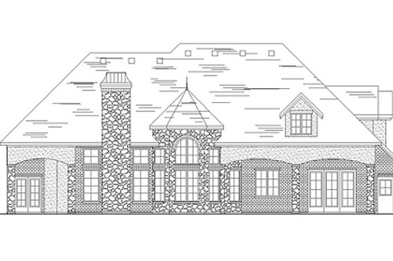 Exterior - Rear Elevation for European House Plan #5-213 - 4 bed, 3.5 bath