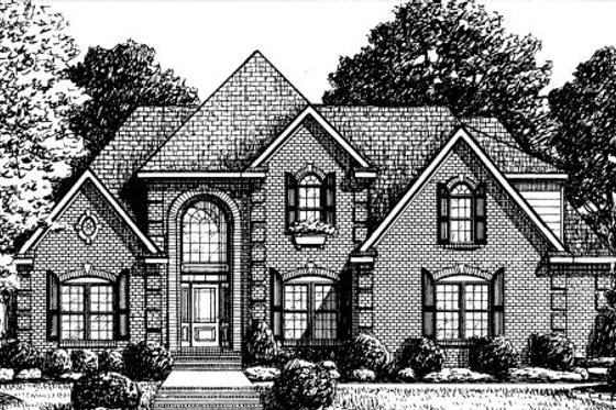 Exterior - Front Elevation for European House Plan #34-220 - 5 bed, 4 bath