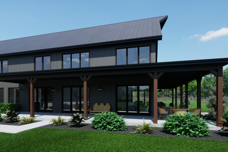 Architectural House Design - Exterior - Covered Porch for Barndominium House Plan #1116-13 - 4 bed, 2.5 bath