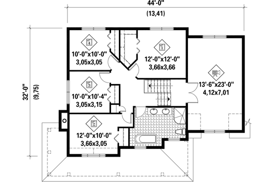 Floor Plan - Upper Floor for Country House Plan #25-4420 - 4 bed, 1 bath