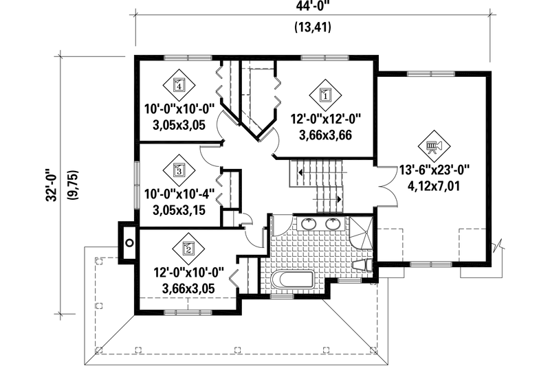 Home Plan - Floor Plan - Upper Floor for Country House Plan #25-4420 - 4 bed, 1 bath