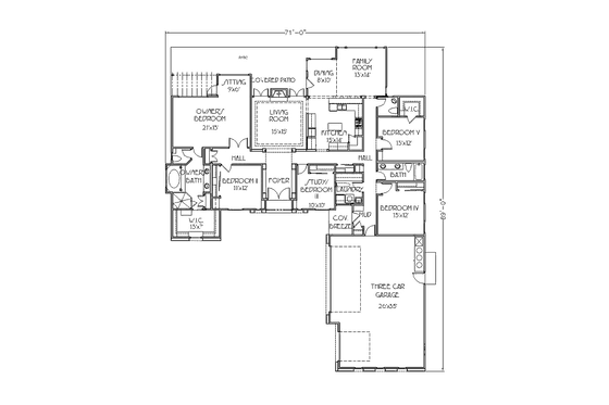 Floor Plan - Main Floor for Mediterranean House Plan #24-262 - 5 bed, 2.5 bath