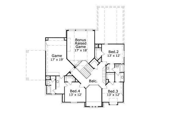 Floor Plan - Upper Floor for Colonial House Plan #411-298 - 4 bed, 3 bath