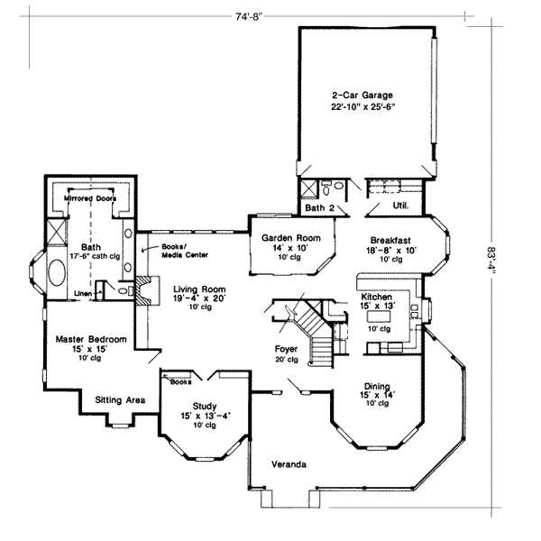 Architectural House Design - Victorian Floor Plan - Main Floor Plan #410-399