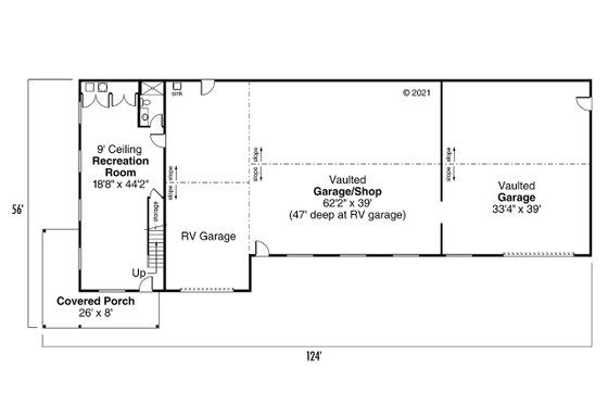 Floor Plan - Main Floor for Ranch House Plan #124-793, 1 bath