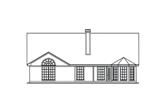 Exterior - Rear Elevation for Farmhouse House Plan #42-399 - 4 bed, 2 bath