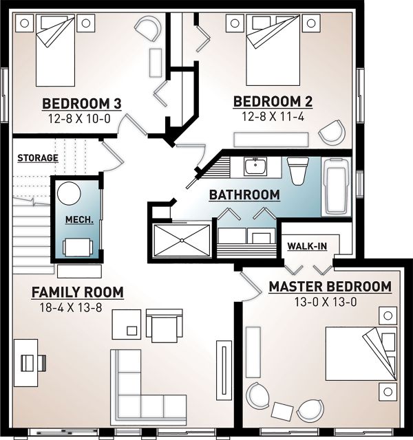 House Plan Design - Cottage Floor Plan - Lower Floor Plan #23-2713