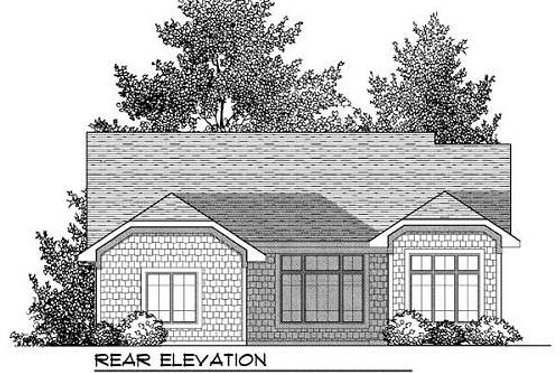 Exterior - Rear Elevation for Bungalow House Plan #70-904 - 3 bed, 2 bath