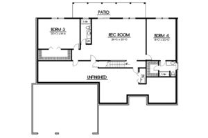 Floor Plan - Lower Floor for Mediterranean House Plan #100-439 - 3 bed, 2 bath