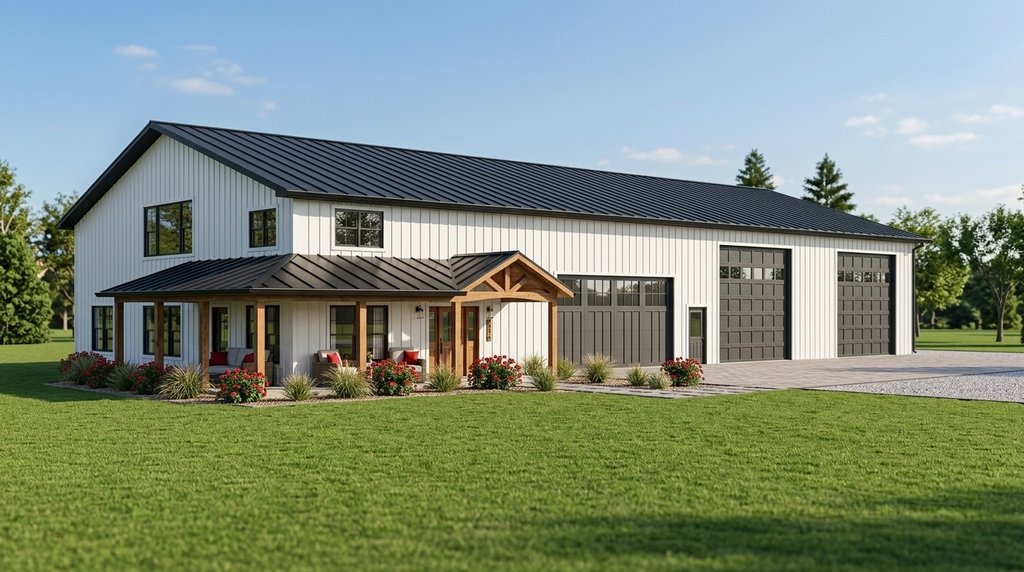Exterior - Front Elevation 2 for Barndominium House Plan #1064-320 - 1 bed, 1.5 bath