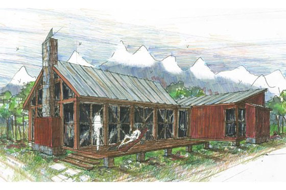 Exterior - Front Elevation for Contemporary House Plan #426-16 - 2 bed, 1 bath