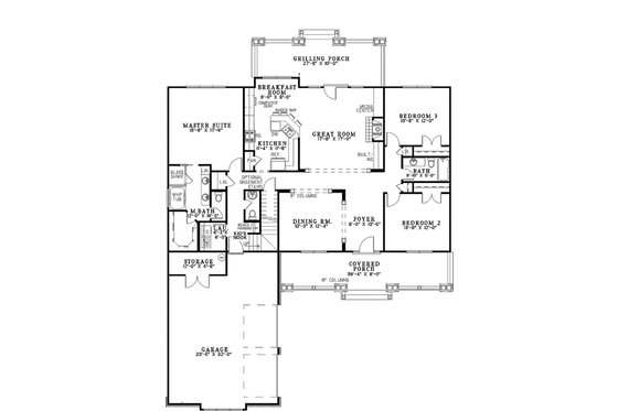 Floor Plan - Main Floor for Country House Plan #17-2148 - 4 bed, 3.5 bath