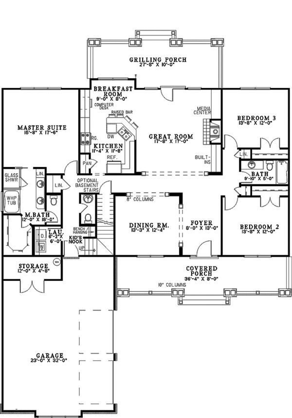 Country Floor Plan - Main Floor Plan #17-2148
