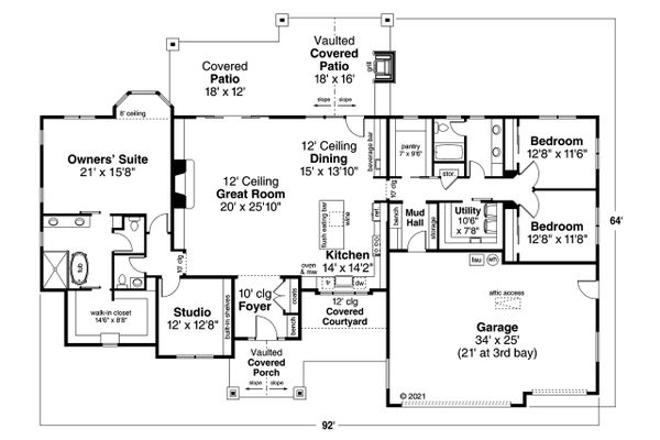 Craftsman Floor Plan - Main Floor Plan #124-1240