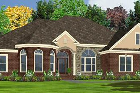 Exterior - Front Elevation for European House Plan #63-173 - 4 bed, 3 bath