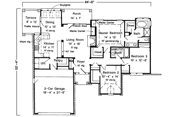 Floor Plan - Main Floor for European House Plan #410-331 - 3 bed, 2 bath