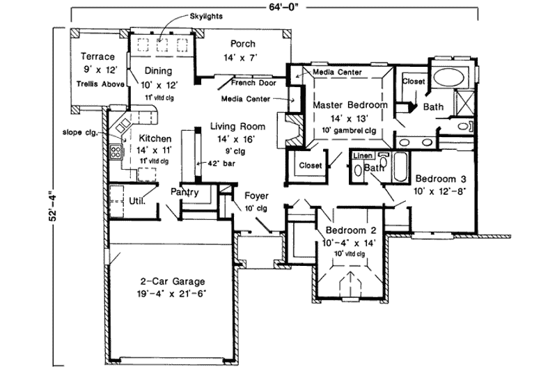 Home Plan - Floor Plan - Main Floor for European House Plan #410-331 - 3 bed, 2 bath