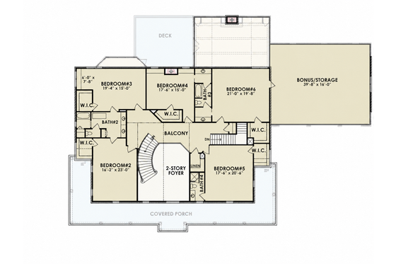 Floor Plan - Upper Floor for Traditional House Plan #54-720 - 6 bed, 4 bath