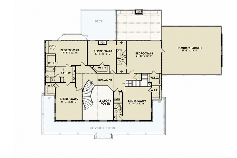 Dream House Plan - Floor Plan - Upper Floor for Traditional House Plan #54-720 - 6 bed, 4 bath