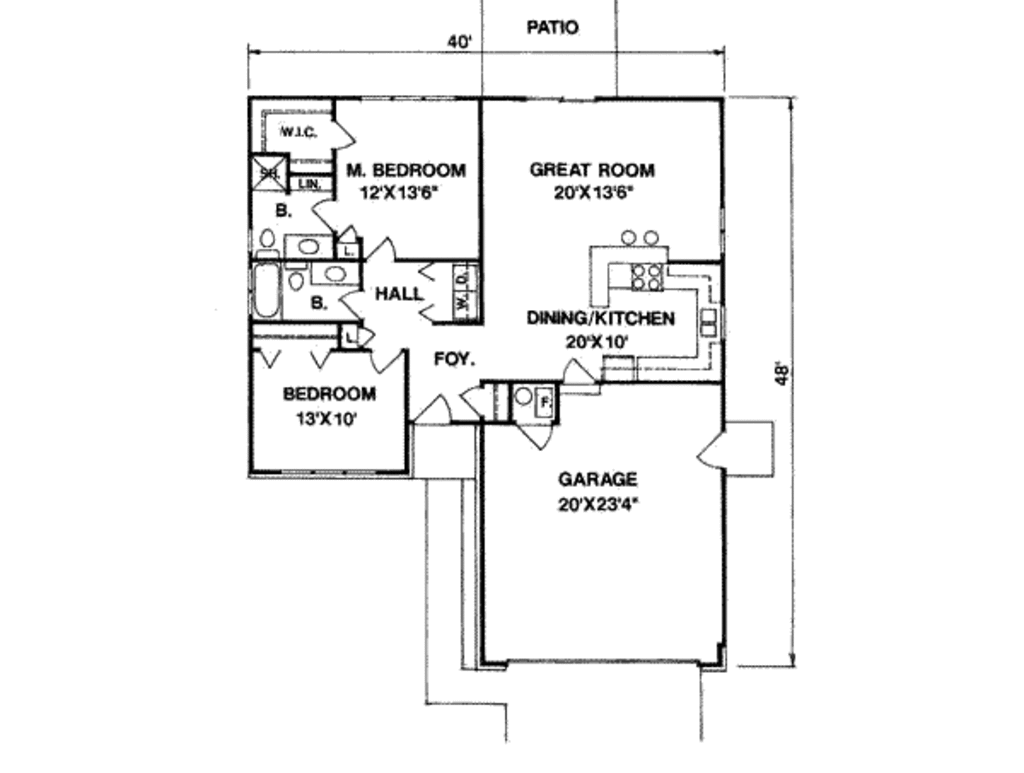 Ranch Style House Plan 2 Beds 2 Baths 1100 Sq Ft Plan 116 171